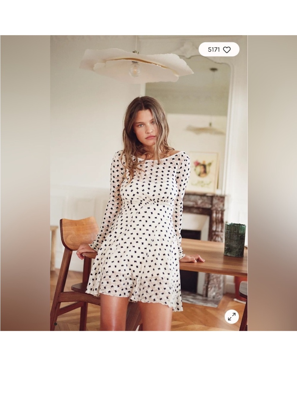 Free People  Sheer Delight Long-Sleeve Dot Mini Dress S